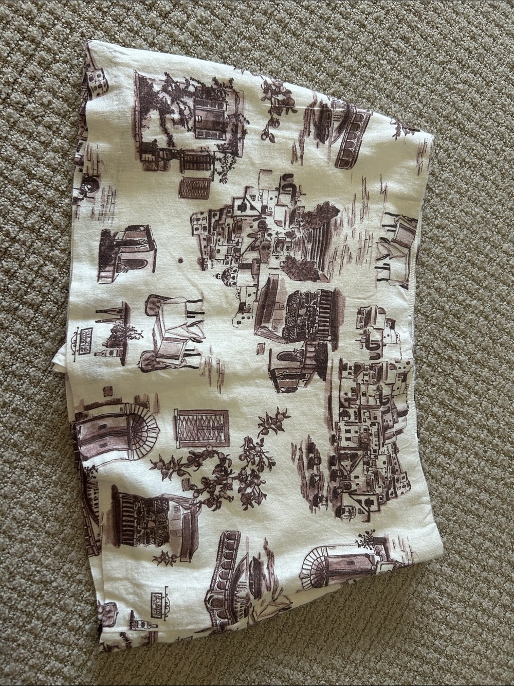 Scenic Print linen and viscose  SKORT in Cream and Brown